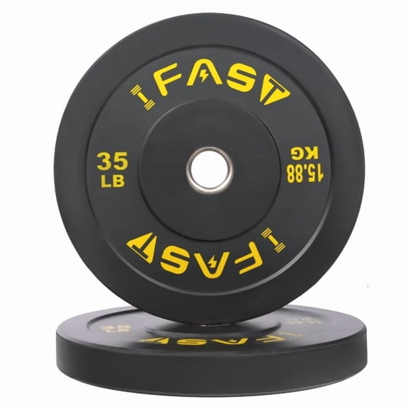 Fithood Olympic Weight Plates, Rubber Bumper Plates, 2 Inch Steel Insert 35lb Bundle Options Available for Home Gym Strength Training, Weightlifting, Weight Bench Press and Workout