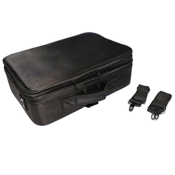 Fithood Professional High-capacity Multilayer Portable Travel Makeup Bag with Shoulder Strap Size L Black