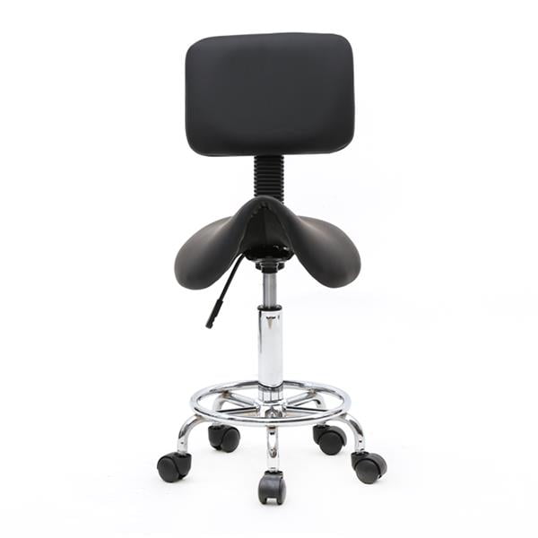 Fithood Saddle Shape Adjustable Salon Stool with Back Black Walmart