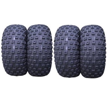 UNION 145/70-6 Tubeless Tires & Wheels Set (4) For ATV/Quad/MiniQuad 50 - 4 Ply Nylon