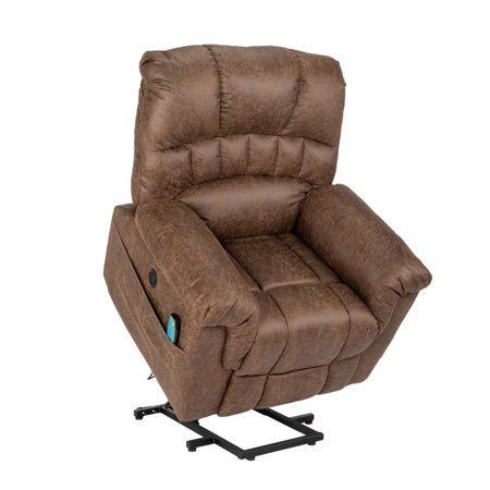 Fithood Tech Cloth With 8-Point Massage Heating Function Large Power Lift Lounge Chair Brown