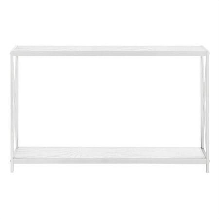 Fithood Triamine Board Cross Iron Frame Porch Table Sofa Side Table White Wood Grain