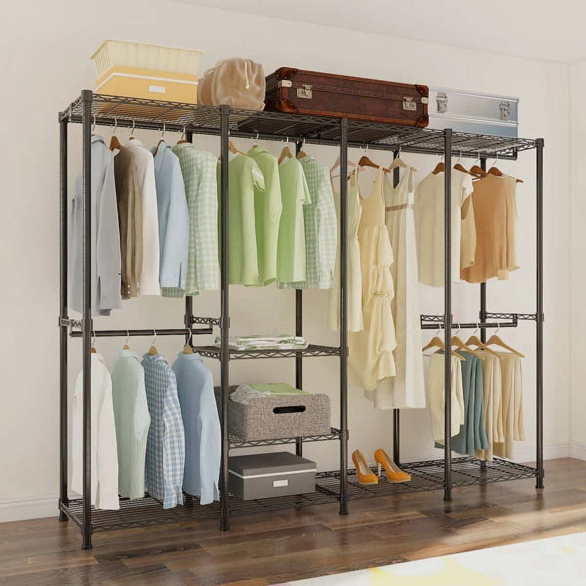 Apparel Wire Racks Fithood Wire Garment Rack Heavy Duty Clothes Rack,Closet Organizer ...