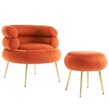 Fithood With Pedals Velvet Indoor Armchair Orange