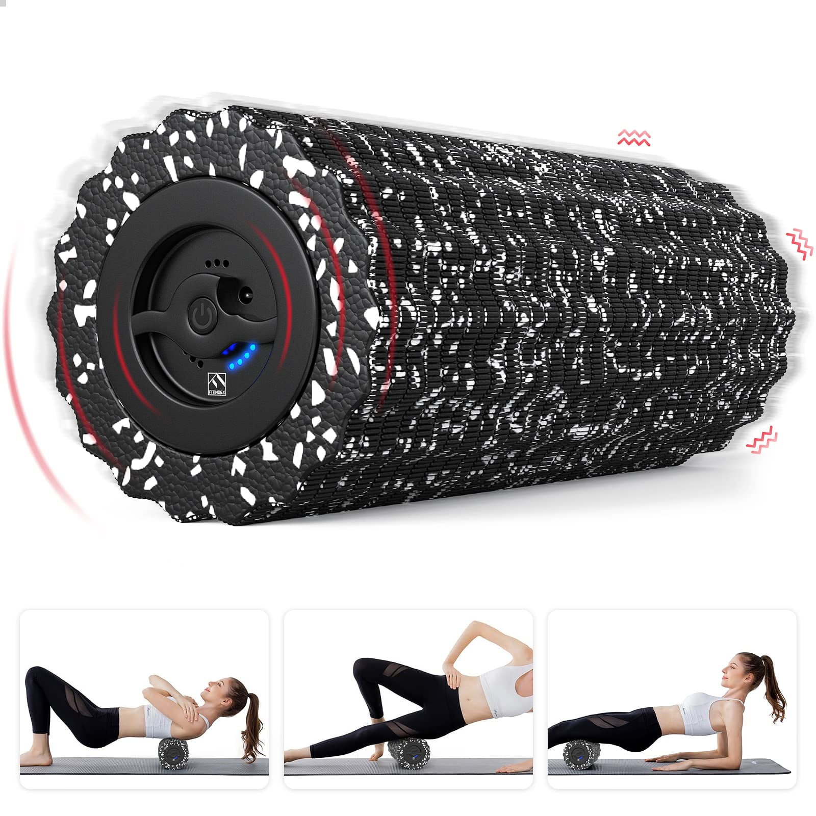 FITINDEX Rodillo de espuma eléctrico de 4 velocidades, rodillo vibratorio  para yoga, masaje muscular, masaje deportivo de punto de activación