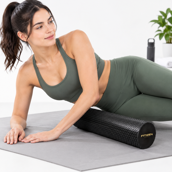 Fitizen Foam Roller - Massrehab Stiff Physical Deep Tissue Firm Exercise Home Gym Yoga Pilates For The Fit Citizen By