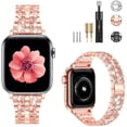 thumbnail image 1 of Fitlink Apple Watch Bands Compatible with Apple Watch 38/40/41/42/44/45mm,Dressy Bling Metal Band for Apple Watch 7/6/5/4/3/2/1/SE(Rose Gold-38/40/41mm), 1 of 8