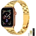 thumbnail image 1 of Fitlink Slim Stainless Steel Metal Band for Apple Watch 38/40/41/42/44/45mm, Apple Watch Band for Apple Watch Series 7 Apple Watch Series 6 Apple Watch Series SE/5/4/3/2/1 (Gold-42/44/45mm), 1 of 7