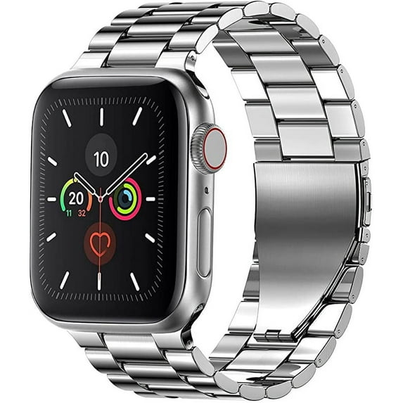 Fitlink Stainless Steel Metal Band for Apple Watch 45/44/42/41/40/38mm, Apple Watch Band Bracelet for Apple Watch Series 7 Apple Watch Series 6 Apple Watch Series 5/4/3/2/1(Silver-38mm/40mm)