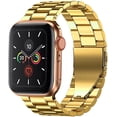 thumbnail image 1 of Fitlink Stainless Steel Metal Band for Apple Watch 45/44/42/41/40/38mm, Apple Watch Band Bracelet for Apple Watch Series 7 Apple Watch Series 6 Apple Watch Series 5/4/3/2/1(Gold-42mm/44mm), 1 of 6