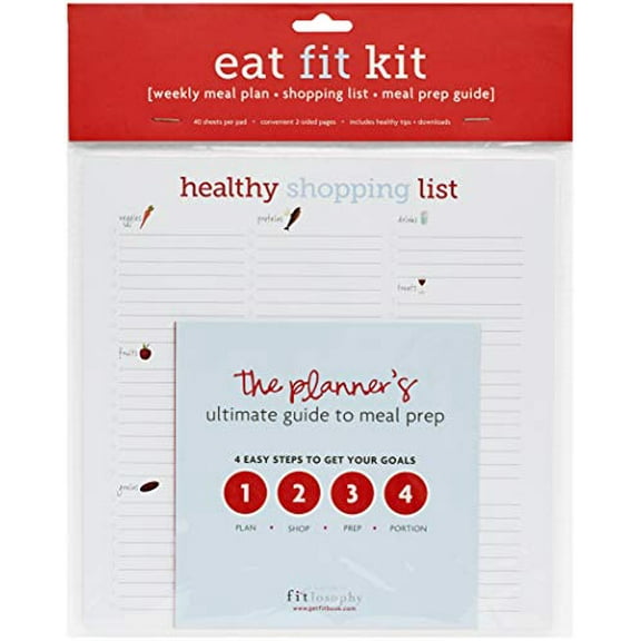 Fitlosophy Eat Fit Weekly Meal Planner, Shopping List and Meal Prep Guide, 40 Pages
