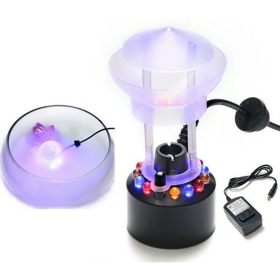 Fitnate Mist Maker, Water Fountain Pond Fogger Atomizer Mini With 12 Led Lights for Halloween