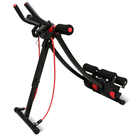 Fitness Ab Machine Ab Cruncher with LCD Monitor, 4 Adjustable Resistance Levels Full Body Workout Equipment, Foldable Waist Trainer Suitable for BeginnerFoldable Ab Machine