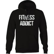 Fitness Addict Workout Pullover Hoodie Medium Black