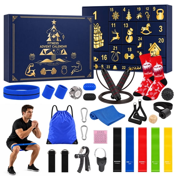 Fitness Advent Calendar 2026, 24 Day Workout Countdown Christmas Gift Box, Exercise Challenge Cards for Gym Lovers, Home Workout Surprise Calendar, Fitness Gift for Men & Women