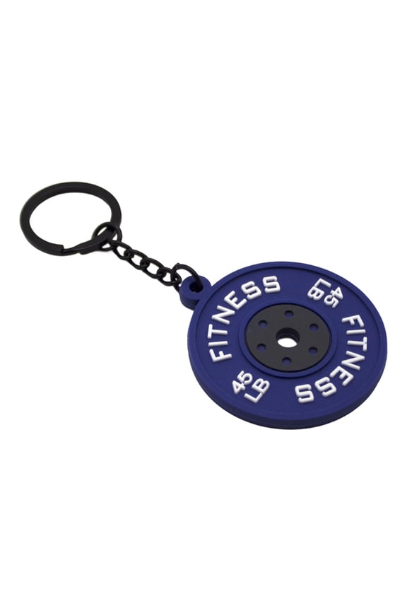 Fitness Barbell Keychain Rubber Gym Key Ring With 45lb Weight Plate Simulation Dumbbell Plate Keychain For Athletes