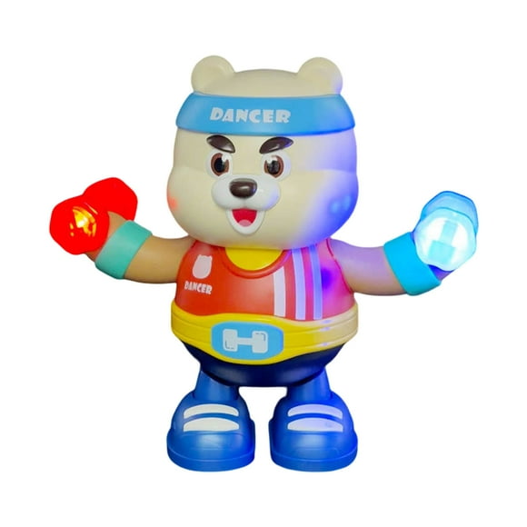 Fitness Bear Toy with Music and LED Lights Cute Dancing Robot for Kids Interactive Portable Novelty