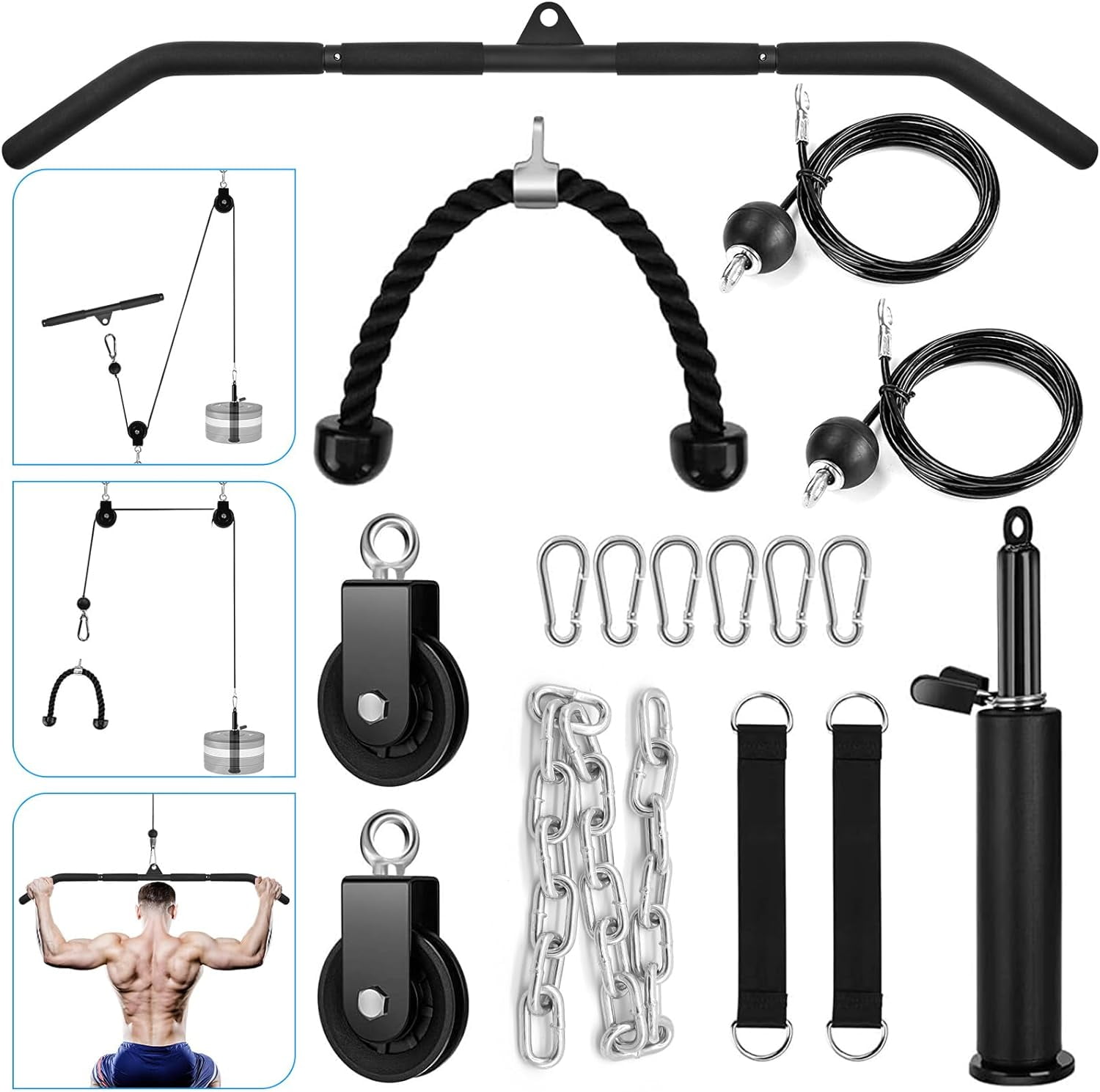 Tricep Rope Cable Attachment Fitness Pulley Cable System DIY Loading Pin Lifting Tricep Rope Machine Workout Arm Adjustable Length Home Gym Sport Accessories - Fitness And DIY Price Shoulder Pulley