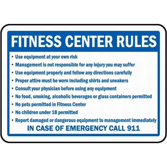 Fitness Center Rules Sign – 8x12 Inch RustFree Aluminum,Reflective & Weatherproof,Gym Safety & Regulation Warning for Indoor/Outdoor Use