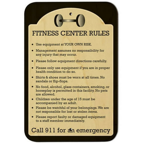 Fitness Center Rules Sign