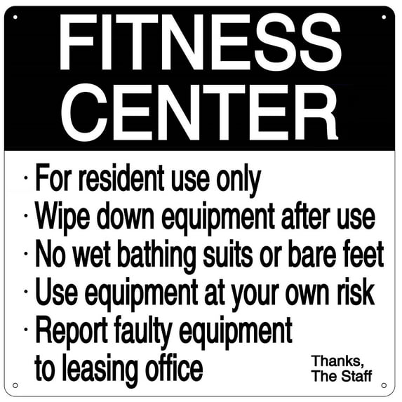 Fitness Center SIGN ( RUST Free Aluminium 14X14)