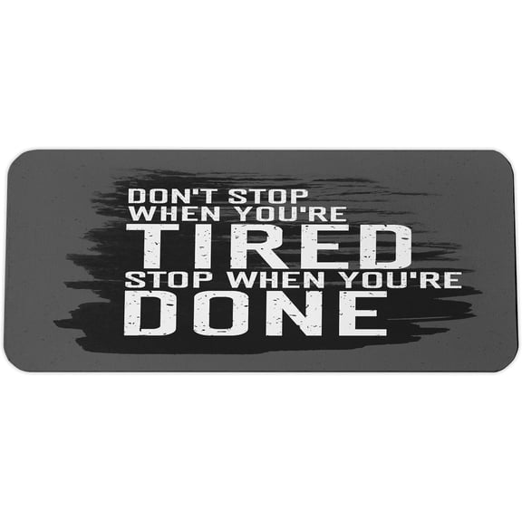 Fitness Computer Mouse Pad, Words Dont Stop Encouraging Keep Moving Brush Strokes, Rectangle Non-Slip Rubber Mousepad Large, 31" x 12" Gaming Size, Charcoal Grey White