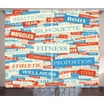 thumbnail image 1 of Ambesonne Fitness Curtains 2 Panel Set, Jumble Words of Exercise, 108" x 90", Ivory Vermilion Blue, 1 of 3