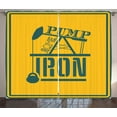 thumbnail image 1 of Ambesonne Fitness Curtains 2 Panel Set, Pump Some Iron Vintage, 108" x 90", Petrol Blue Marigold, 1 of 3