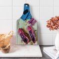 thumbnail image 1 of Fitness Cutting Board, Gymnasium Theme Women's Running Shoes and Dumbbells Equipment for Training Image, Tempered Glass Cutting and Serving Board, Wine Bottle Shape, Multicolor, by Ambesonne, 1 of 5