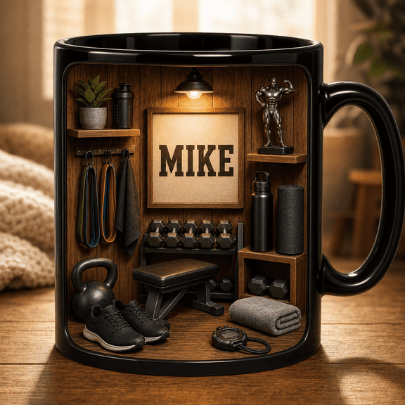 Fitness Dad Custom Mug, Personalized Accent Coffee Mug for Father’s Day Gift