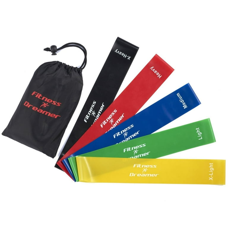 Fitness Dreamer Resistance Bands Exercise Loop bands and Workout Bands by Set of 5 12 In. Fitness Bands for Training or Physical Therapy Improve