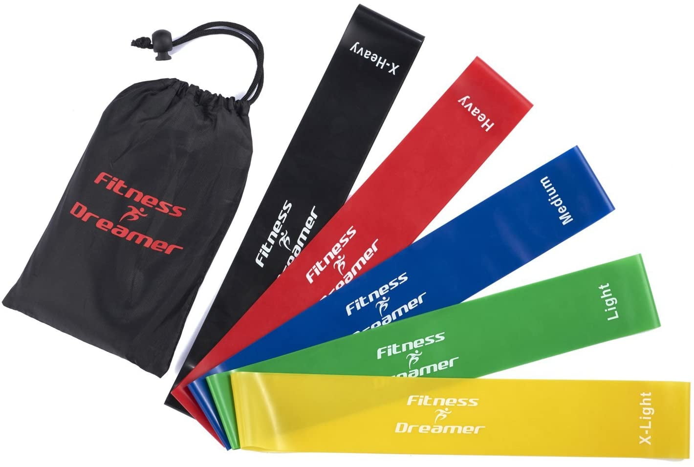 Fitness Dreamer Resistance Bands, Exercise Loop bands and Workout Bands by Set of 5, 12-inch Fitness Bands for Training or Physical Therapy-Improve Mobility and Strength, Life Time Warranty