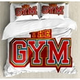 thumbnail image 1 of Fitness Duvet Cover Set, Vibrant the Gym Sign with Star Workout Bodybuilding Exercise, Decorative 3 Piece Bedding Set with 2 Pillow Shams, King Size, Red Petrol Blue Orange, by Ambesonne, 1 of 3