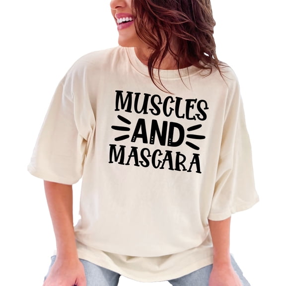 Fitness Enthusiast Humor Muscles and Mascara, Ivory Comfort Colors T-Shirt, Medium