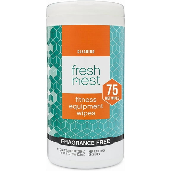 Fitness Equipment Wipes - Cleaning Wipes for Yoga Mats, Pilates Studios, Gyms, Peloton & Cycle Bikes, Spas - Fragrance-Free Wipes Surface Cleaning for Home, Office, Gym 75-Count
