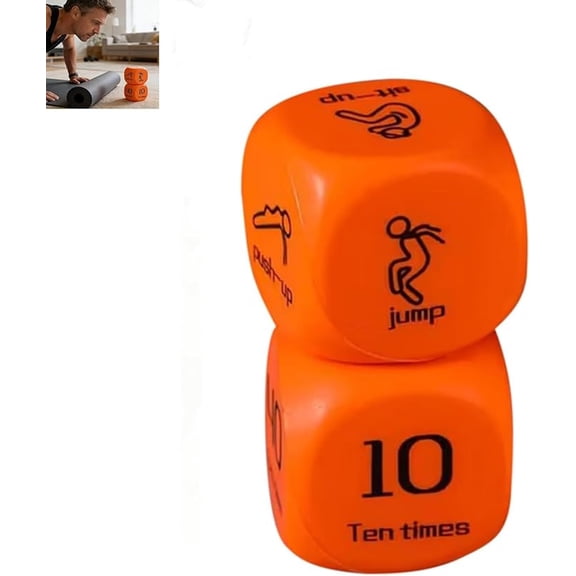 Fitness Exercise Dice Set, Six Sided Sports Game Equipment, Two Piece Physical Training Gear, Group Workout Class Activity Prop, Family Home Gym Action Accessory