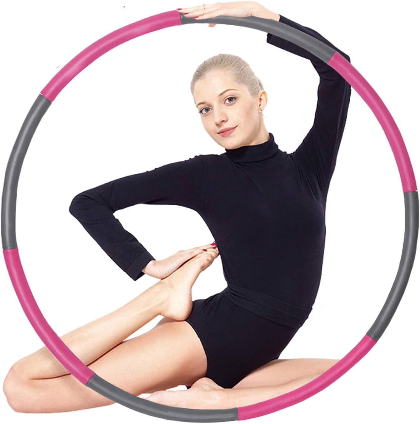 Fitness Exercise Weighted Hoop, Detachable and Size Adjustable Design, Lose Weight Fast by Fun Way, Fat Burning Healthy Model Sports Life