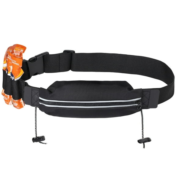 Fitness Favor, Reflective Running Belt with Pouch, Black, Unisex, 1 Pc, 30”- 42”
