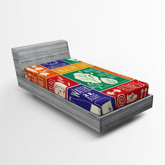 Ambesonne Fitness Fitted Sheet, Daily Life Chart Lettering, Twin Size, Multicolor