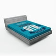 thumbnail image 1 of Ambesonne Fitness Fitted Sheet, Fit Life Bodybuilding, Queen Size, Blue Dark Blue White, 1 of 2