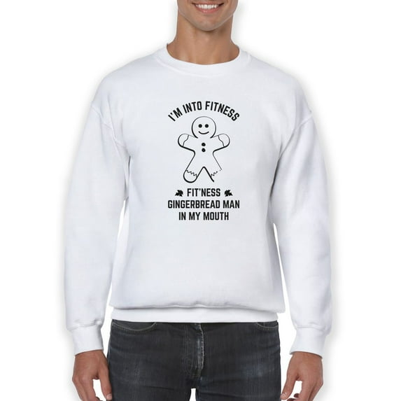 Fitness Gingerbread Man In Mouth Men Sweatshirt, Male Small
