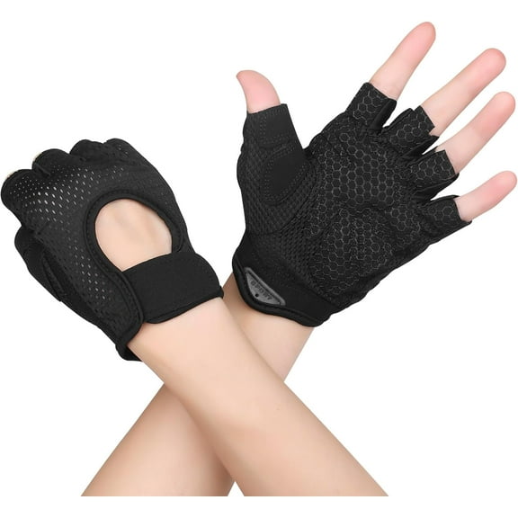 Fitness Gloves Women's Men's Training Gloves Pack of 2 Non-Slip Silicone Breathable Sports Gloves for Weightlifting Strength Training, Palm Protection, Cycling, Movement