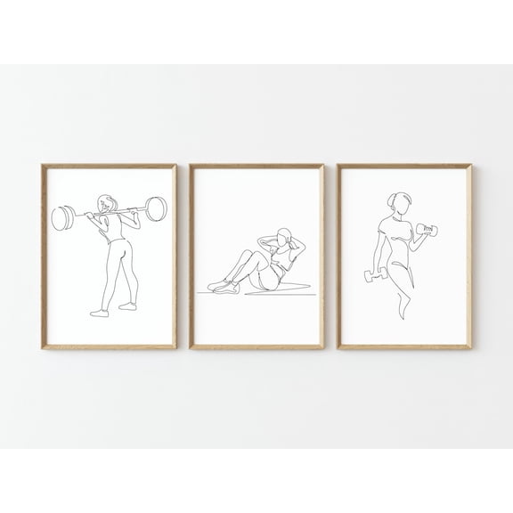 Fitness Gym Decor One Line Wall Art, Poster Only
