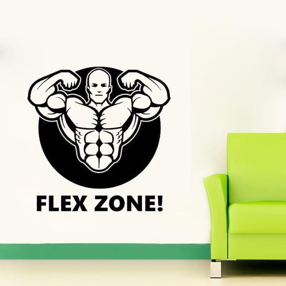Fitness Gym Wall Decal FLEX ZONE Sticker Art Decor Bedroom Design Mural Sports Lifestyle Work Out Home Decor 59x59cm