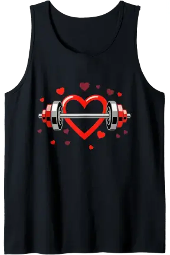 Fitness Heart Barbell Love Day Gym Workout Tank Top Size S-3XL