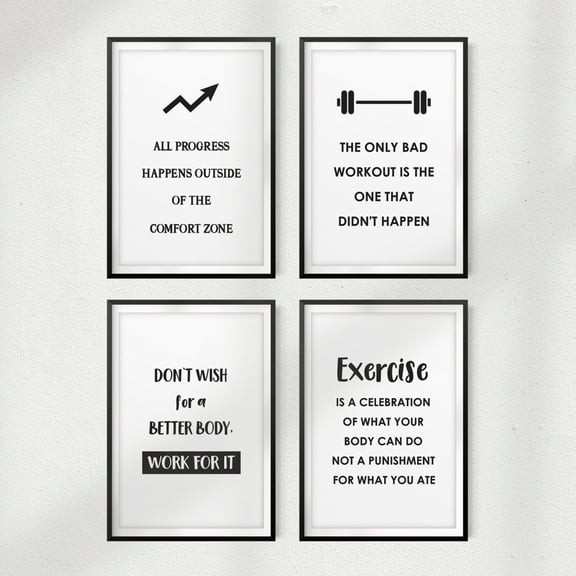 Fitness Inspiration (Set of 4) 5" x 7" UNFRAMED Print Home Décor, Wall Art