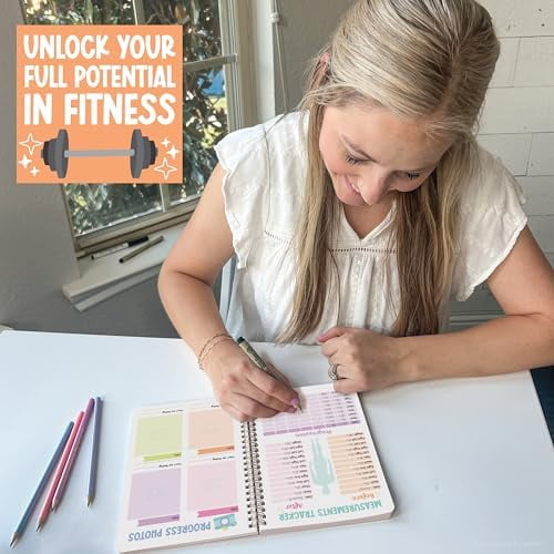 Fitness Journal for Women - Workout Journal for Women, Food and Fitness Journals, Undated Workout Log Book Planner, Exercise and Gym Journals, Exercise Planner Weight Loss Tracker