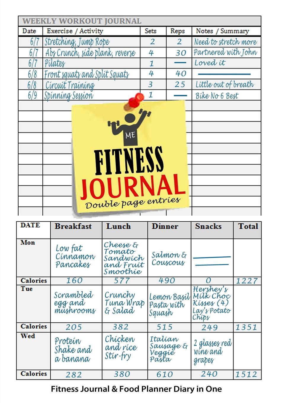 Fitness Journals: Fitness Journal: Fitness Journal and Food Planner Diary  in One: 12 Month Diet and Fitness Journal (Paperback)