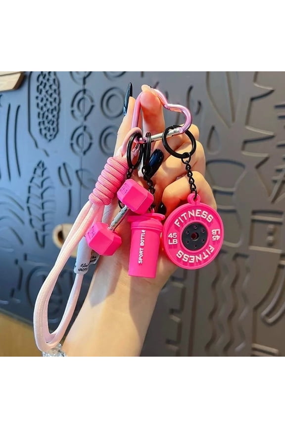 Fitness Keychain Set 3 Pack Mini Silicone Dumbbell Kettlebell Gym Accessory for Men Women Trainers Gift