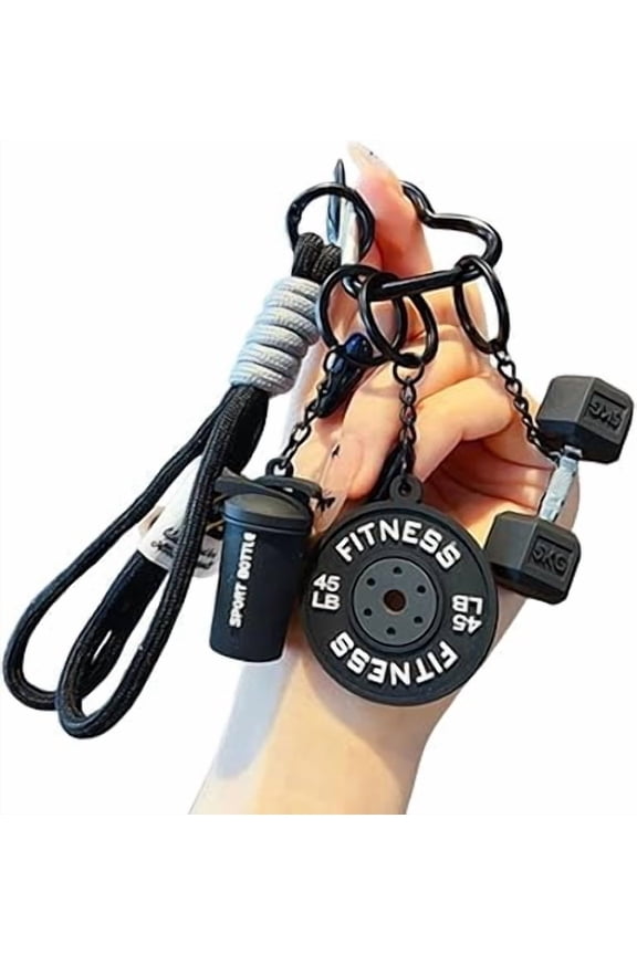 Fitness Keychain Set, Detachable and Fun Dumbbell Keychain, Mini Bag Purse Charms Gifts for Gym Lovers(Black)DSF